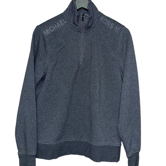 Michael Kors 1/4 Zip Grey Sweatshirt Spell Out Men's Size Medium - Picture 1 of 8